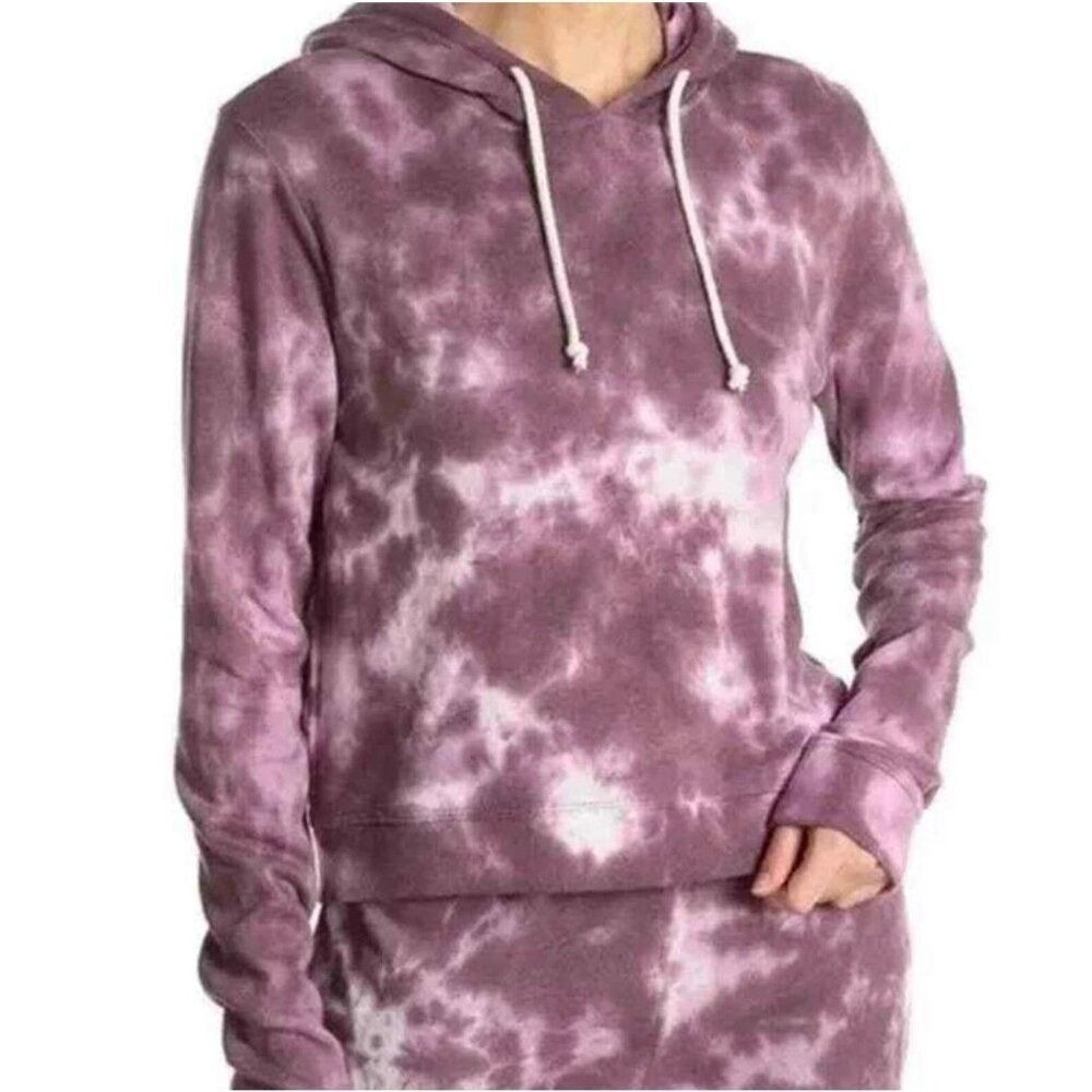 Threads 4 Thought Women Hoodie Purple Tie Dye Drawstring Pullover Small
